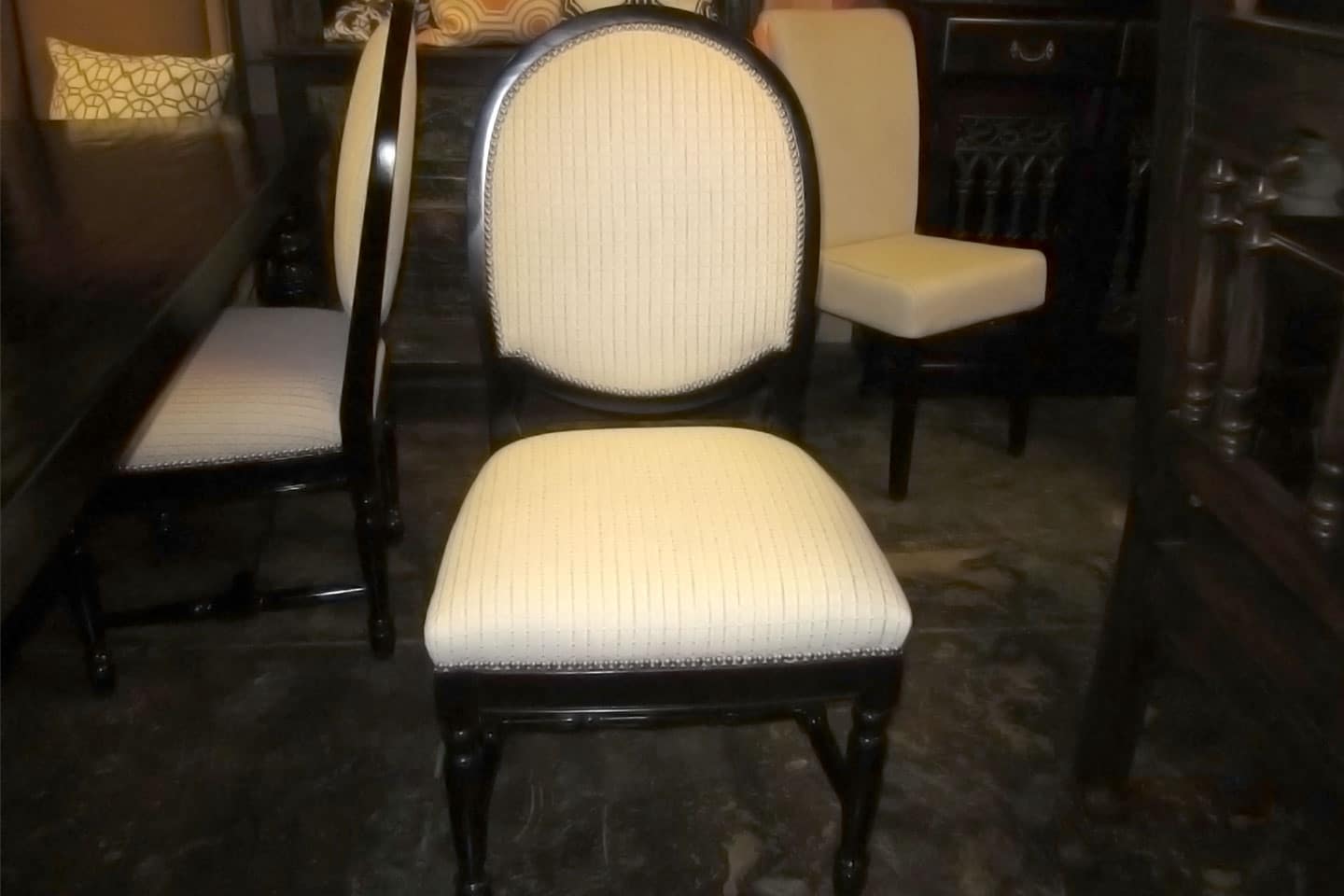 Dinning chair upholstered in Van Nuys California by WM Upholstery