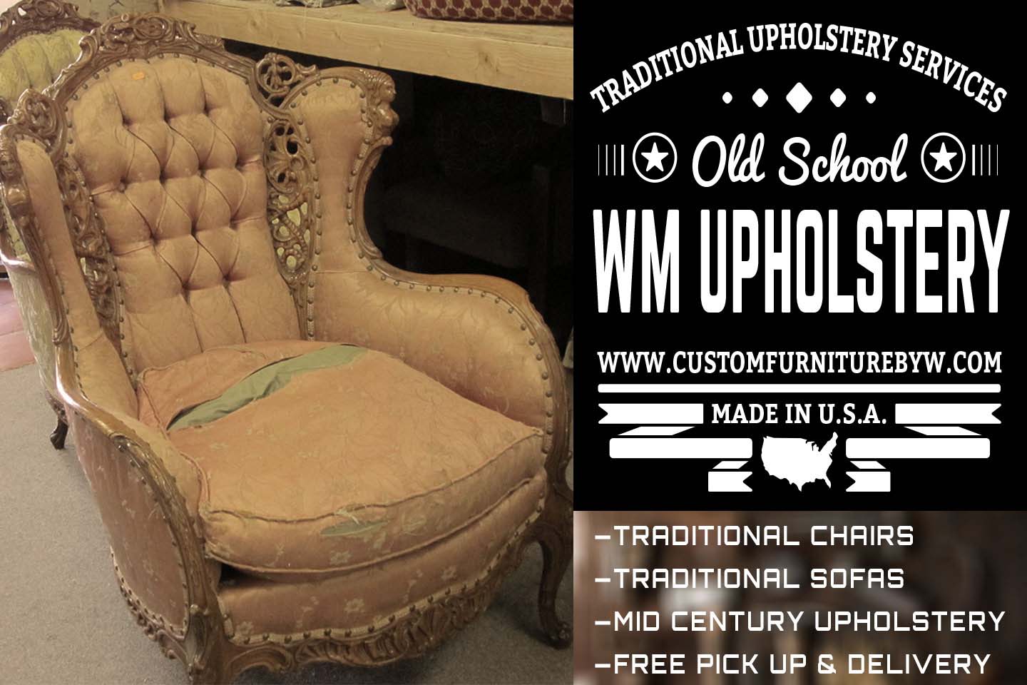 Mid Century sofa and chair upholstery and reupholstery in Van Nuys California